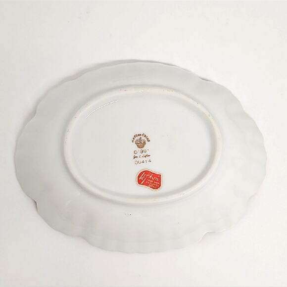 Lefton Vintage 1991 Set of Purple Floral China Dishes 2 Trinket Boxes and Clock - Picture 8 of 14